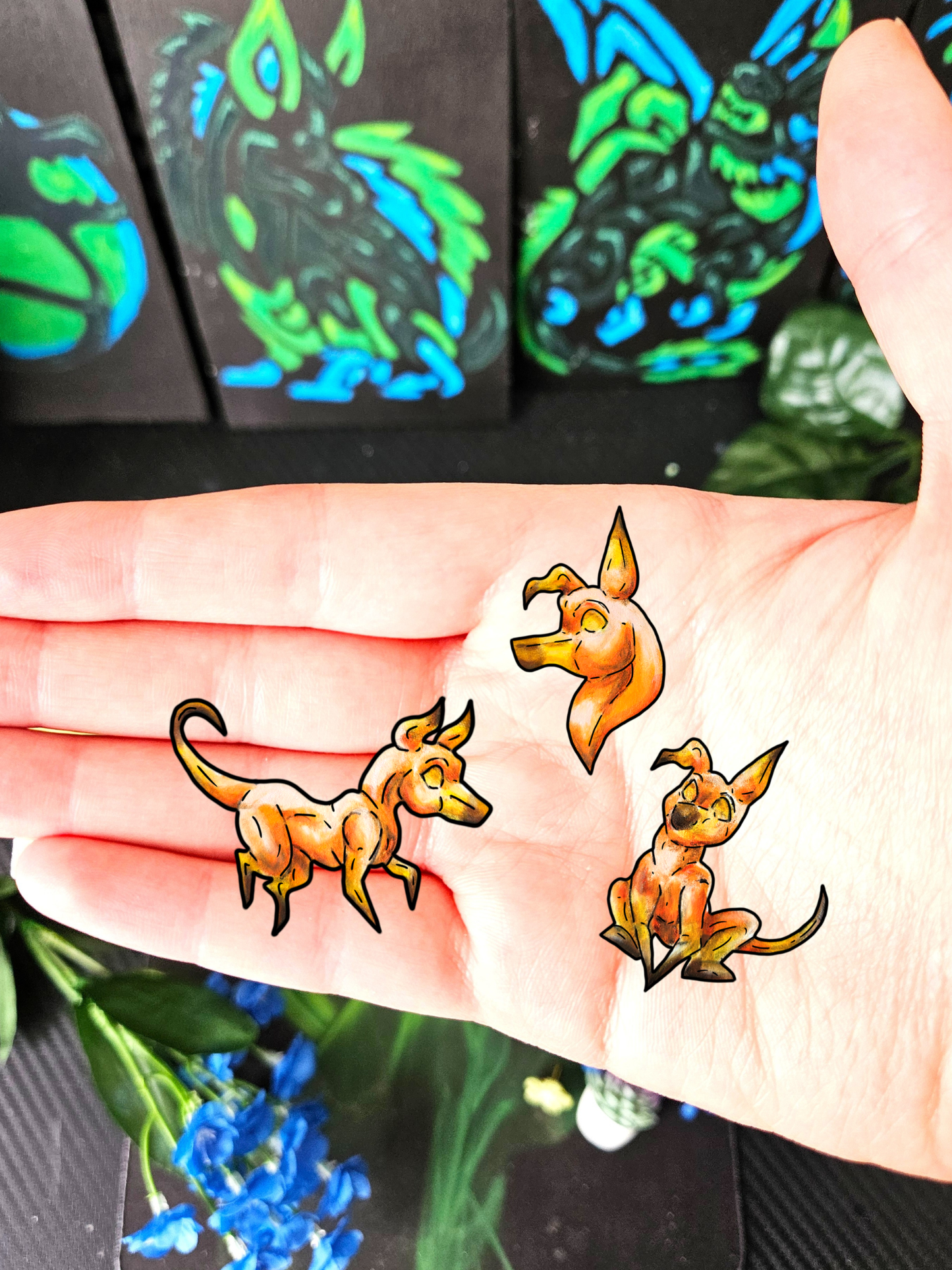 Caenin the Dog- Chibi Orange Dog – Warm Fantasy Dog Art – Fantasy Creature Decor – Dog Lover Gift - Sticker Pack