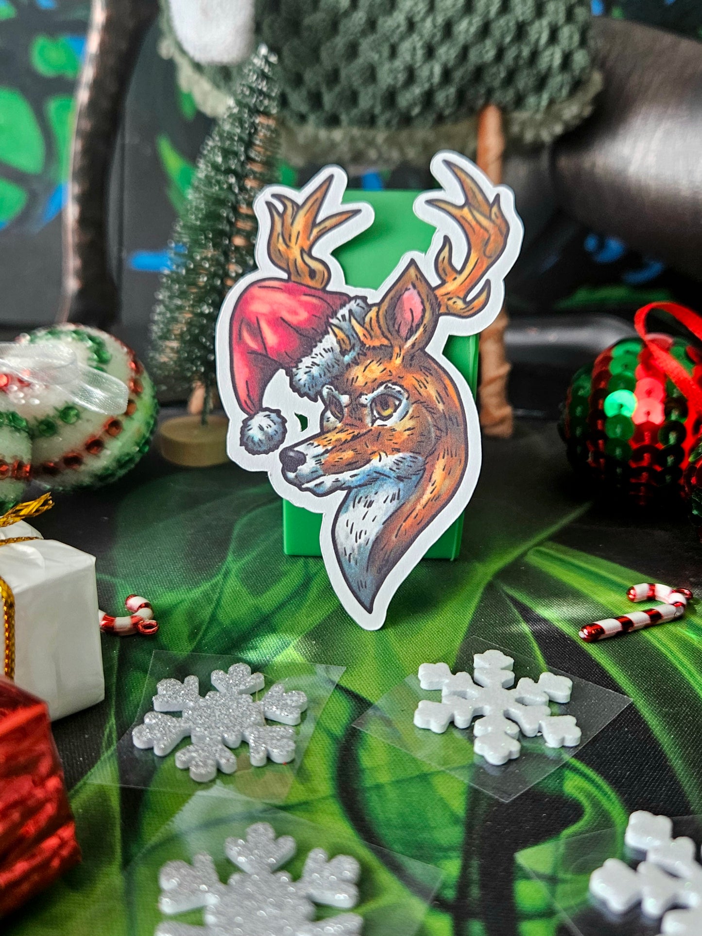 Jingle the Deer Head Sticker