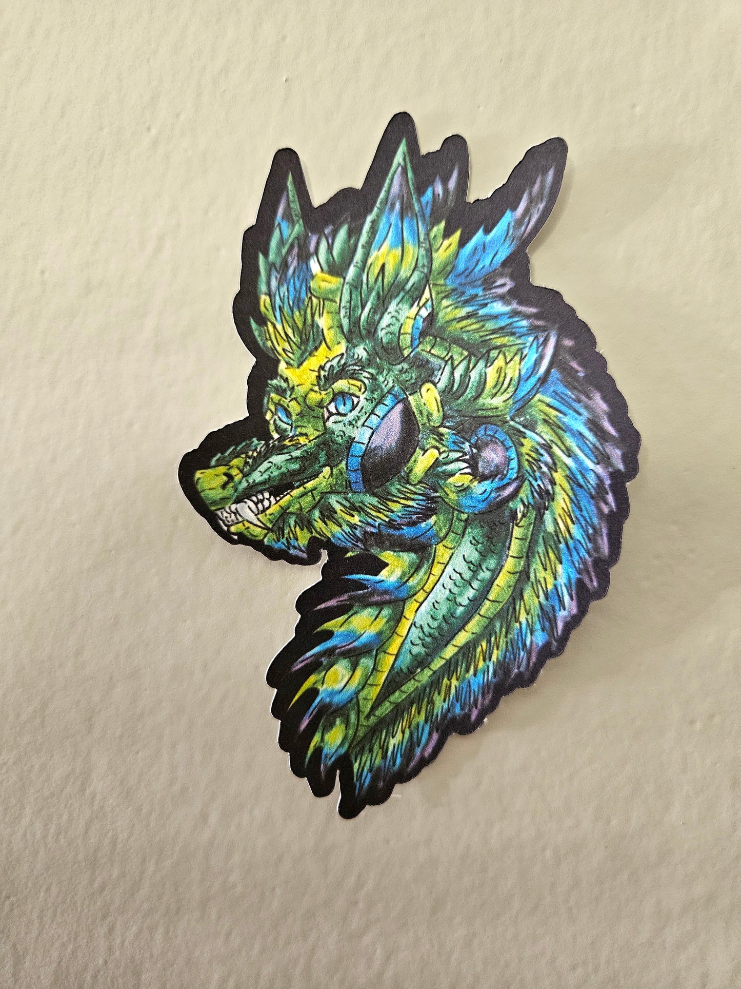 Arlith- Emerald Dragon – Aggressive Green Fantasy Dragon – Dragon Head Sticker – Mythical Creature– Dragon Lover Gift- Sticker