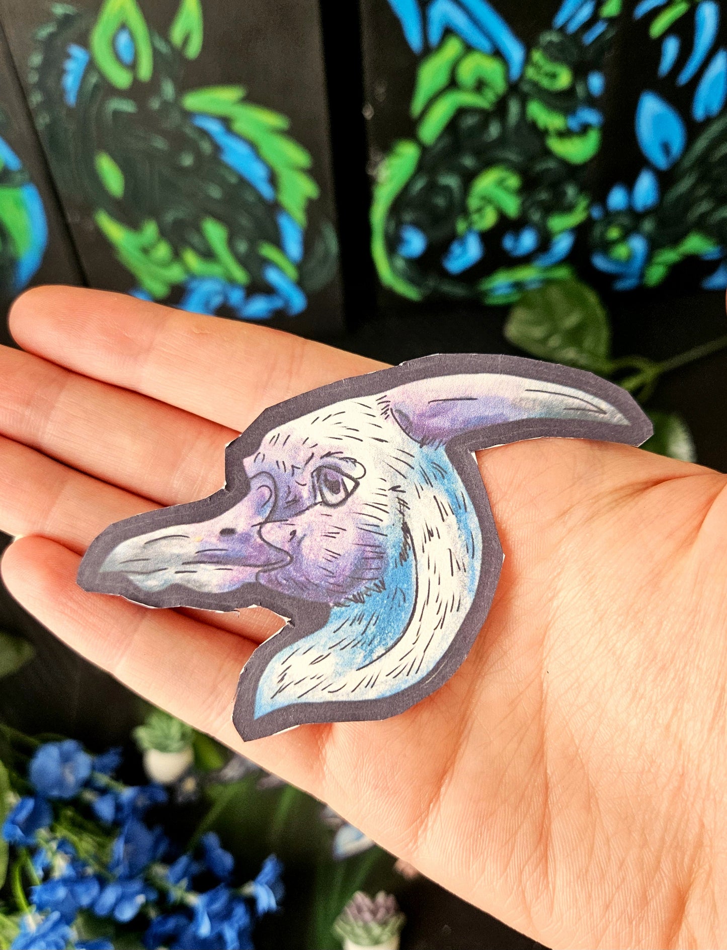 Siln - Pterodactyl Art Print - Flying Dinosaur Illustration - Head Sticker