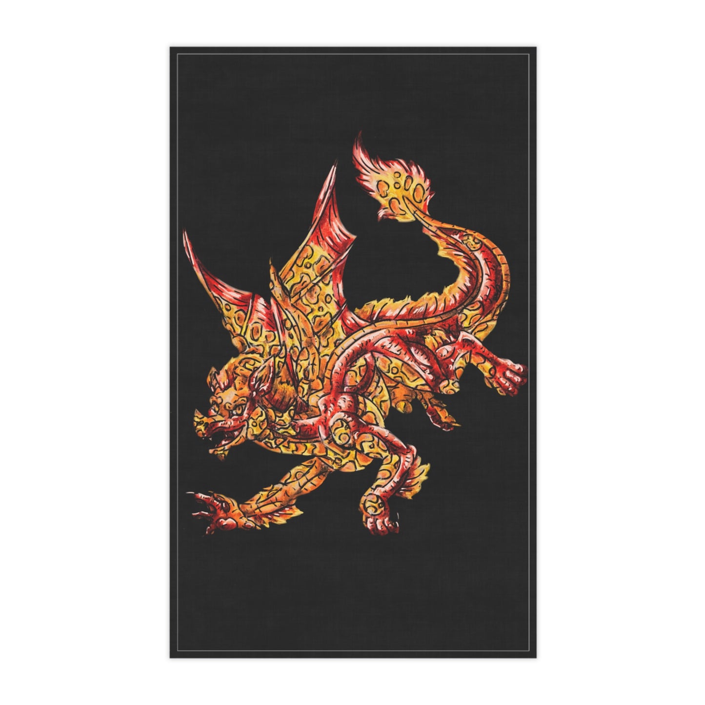 Cutesy Fire Dragon Tea Towel