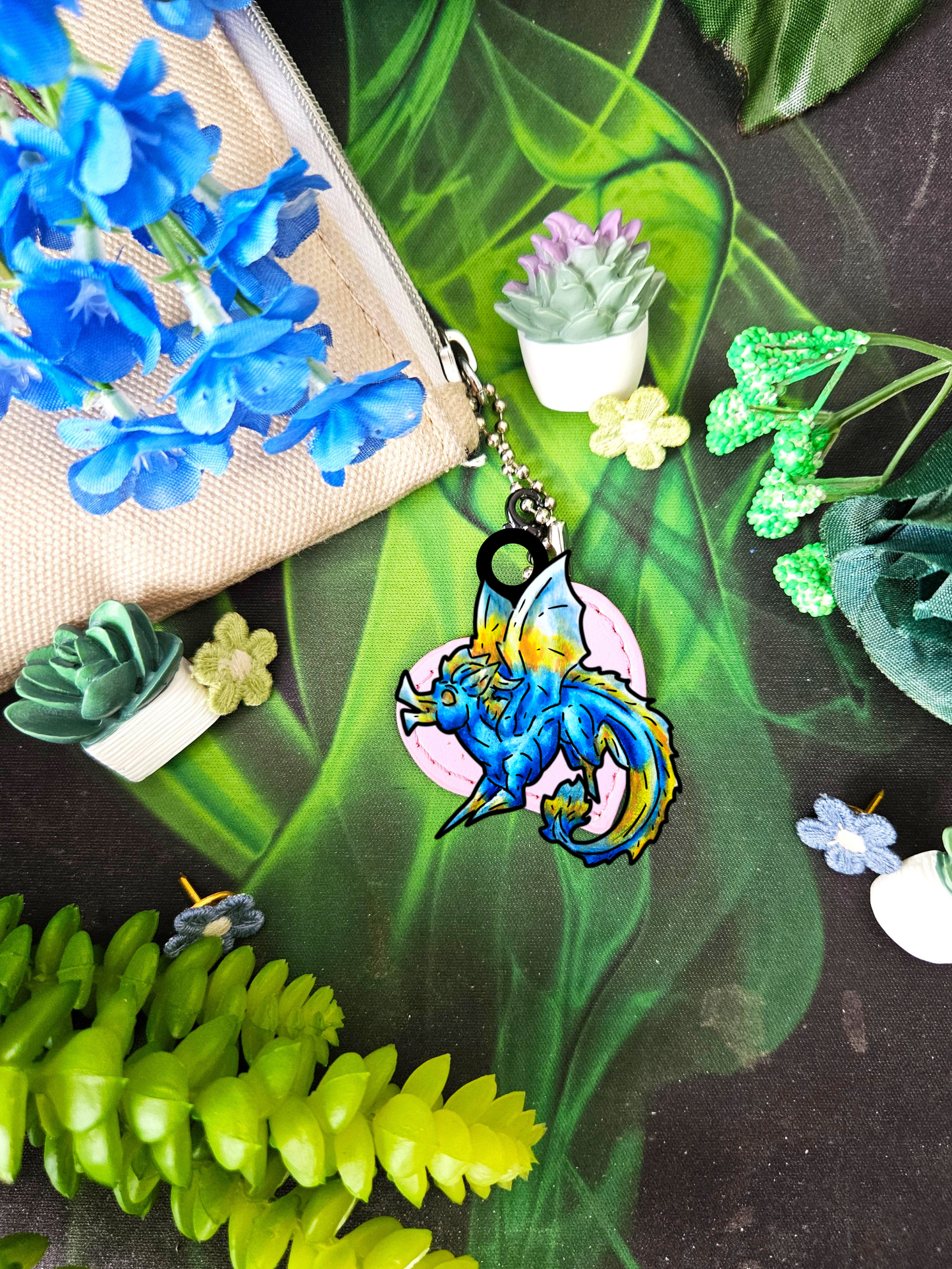 Chibi Summer Dragon- Summer Fantasy- Sunlit Tide Dragon- Shrink Charm 3pk