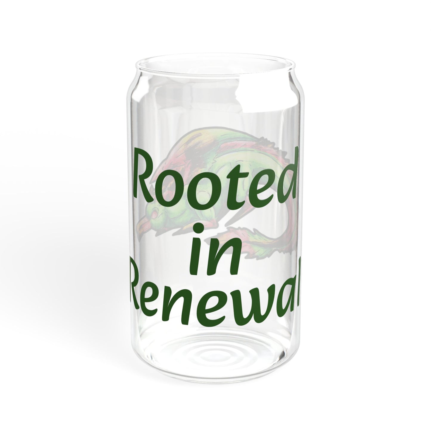 Chibi Spring Dragon- Rooted in Renewal- Fantasy Nature- Mythical Creature- Forest Guardian Art - Dragon Lover Gift - Sipper Glass, 16oz