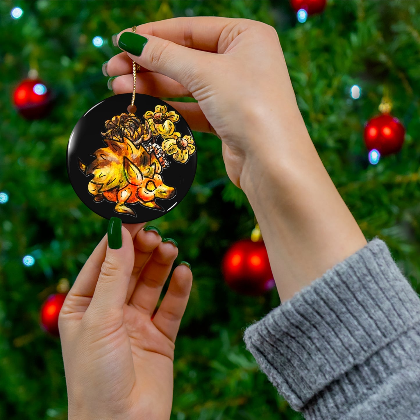 Minis Aster the Fall Hedgehog Ceramic Ornament