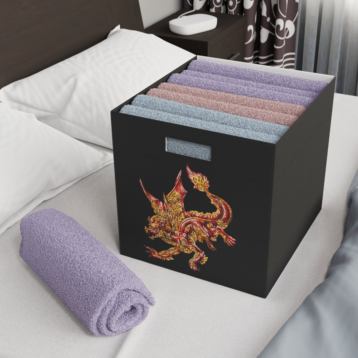 Cutesy Fire Dragon Felt Storage Box