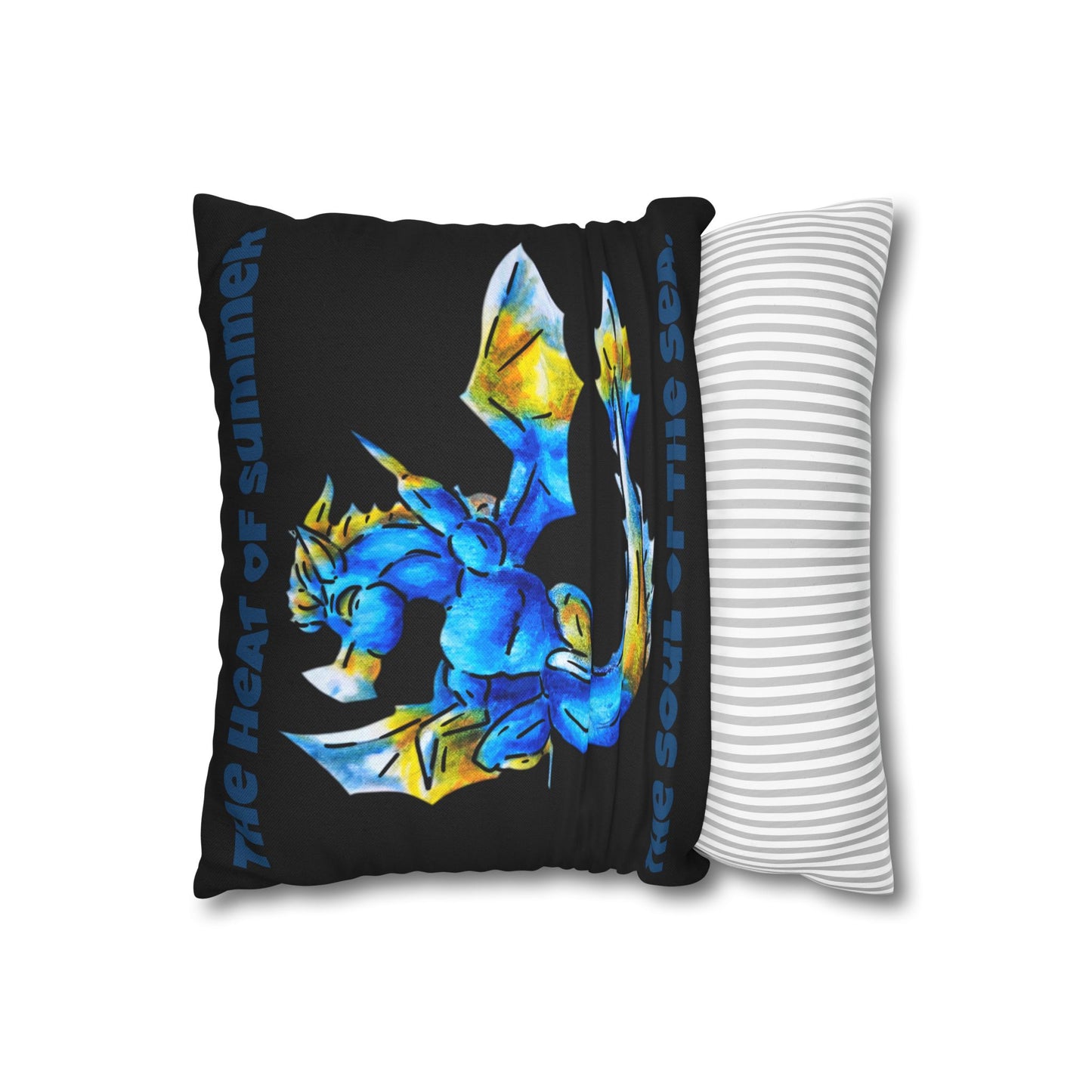 Chibi Summer Dragon- Summer Fantasy- Sunlit Tide Dragon-Pillow Cover- Double-Sided