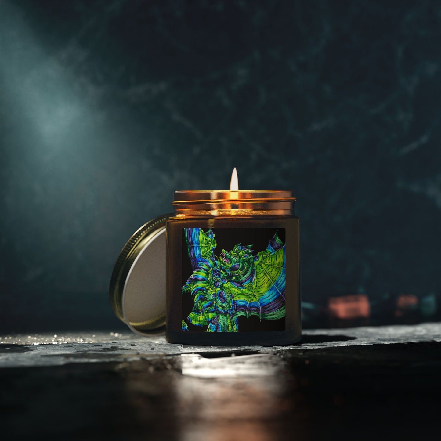 Arlith- Emerald Dragon – Aggressive Green Fantasy Dragon Art – Mythical Creature Decor – Dragon Lover Gift Scented Candles