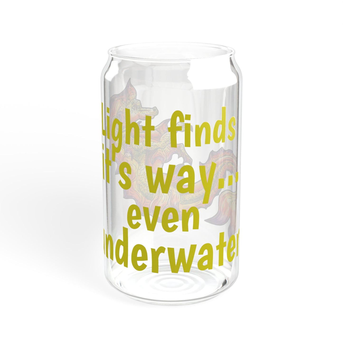 Baby Sunrise Hippocampus – Light Underwater- Golden Ocean Fantasy Art – Warm Fantasy Sea Creature Art- Glass Tumbler16oz