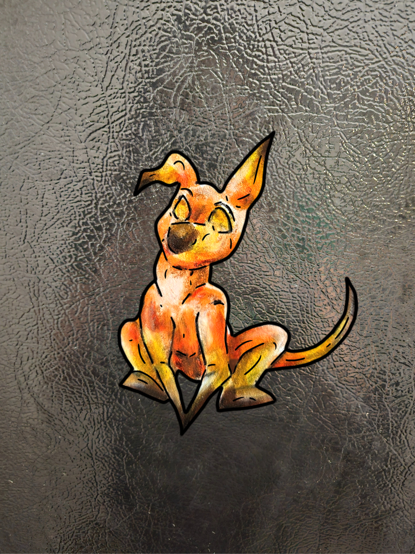 Caenin - Orange Dog – Warm Fantasy Dog Art – Fantasy Creature Decor – Dog Lover Gift - 3pk Magnets