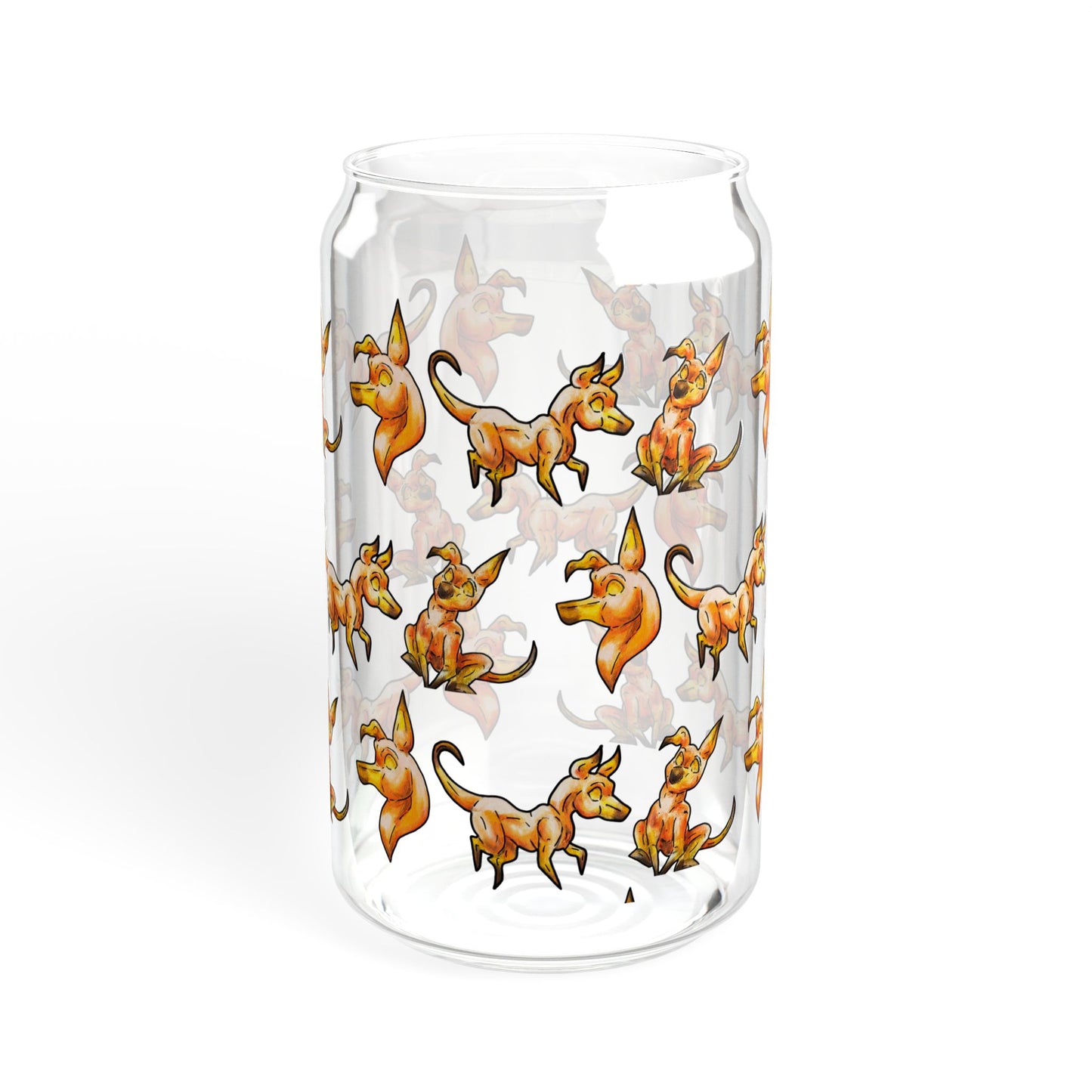 Caenin Pattern- Chibi Orange Dog – Warm Fantasy Dog Art – Fantasy Creature Decor – Dog Lover Gift - Sipper Glass, 16oz