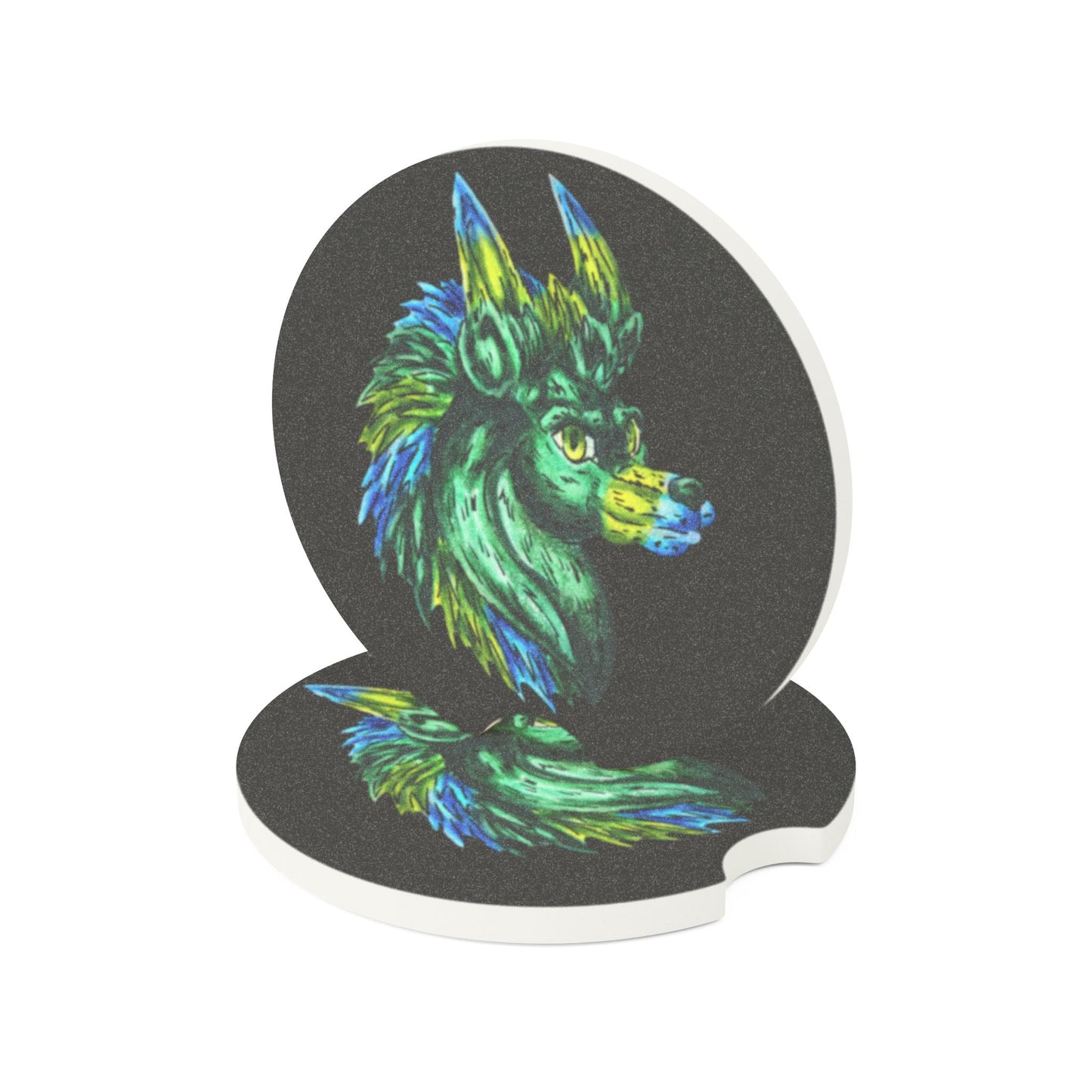 Clover the Hedgehog Head Soapstone Car Coaster 2 PC