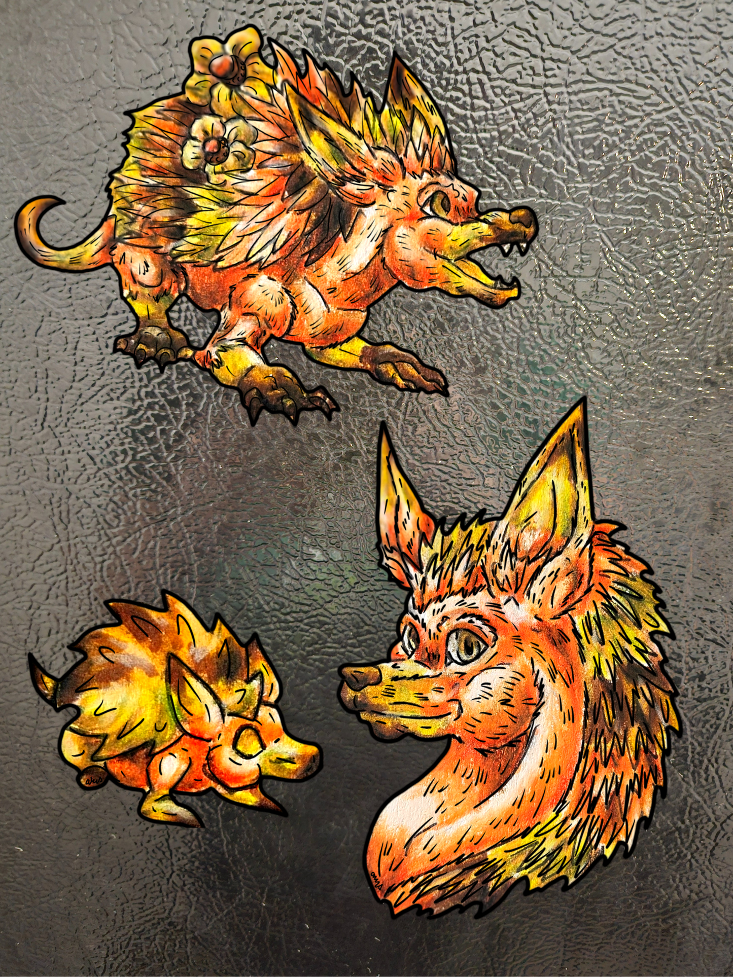 Aster the Fall Hedgehog Magnets 3 pack