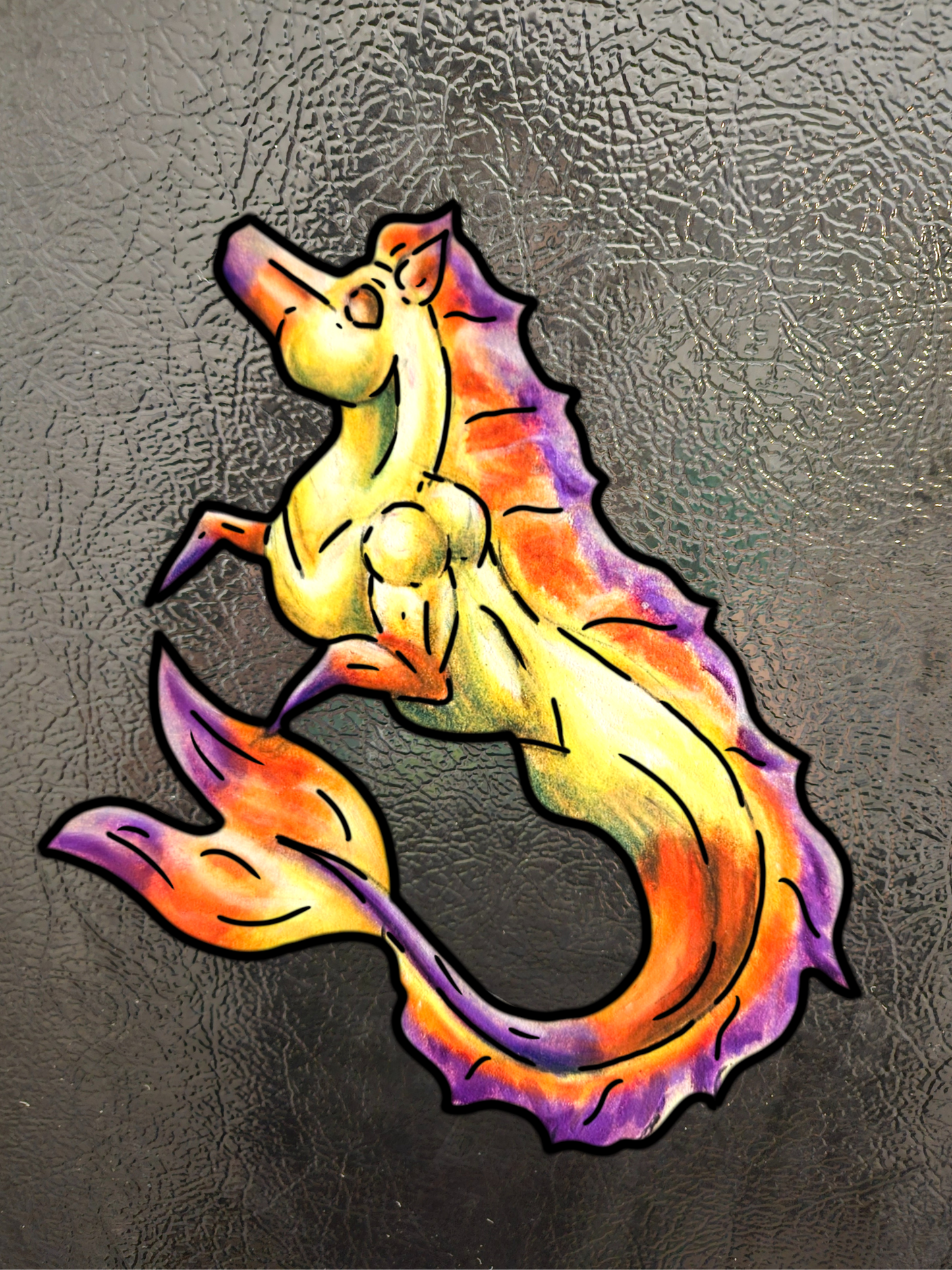 Sunrise Hippocampus- Golden Ocean Fantasy Art- Warm Fantasy Sea Creature Art- 4pk Magnets