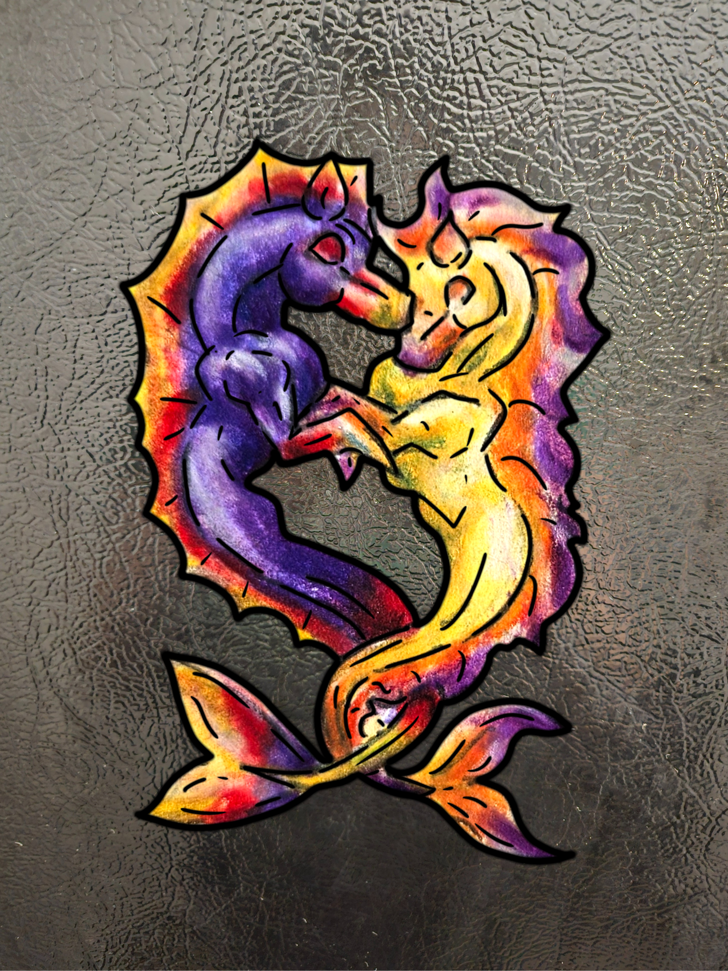 Dual Hippocampus – Dual Ocean Fantasy Art – Hippocampus Pair - 3pk Magnets