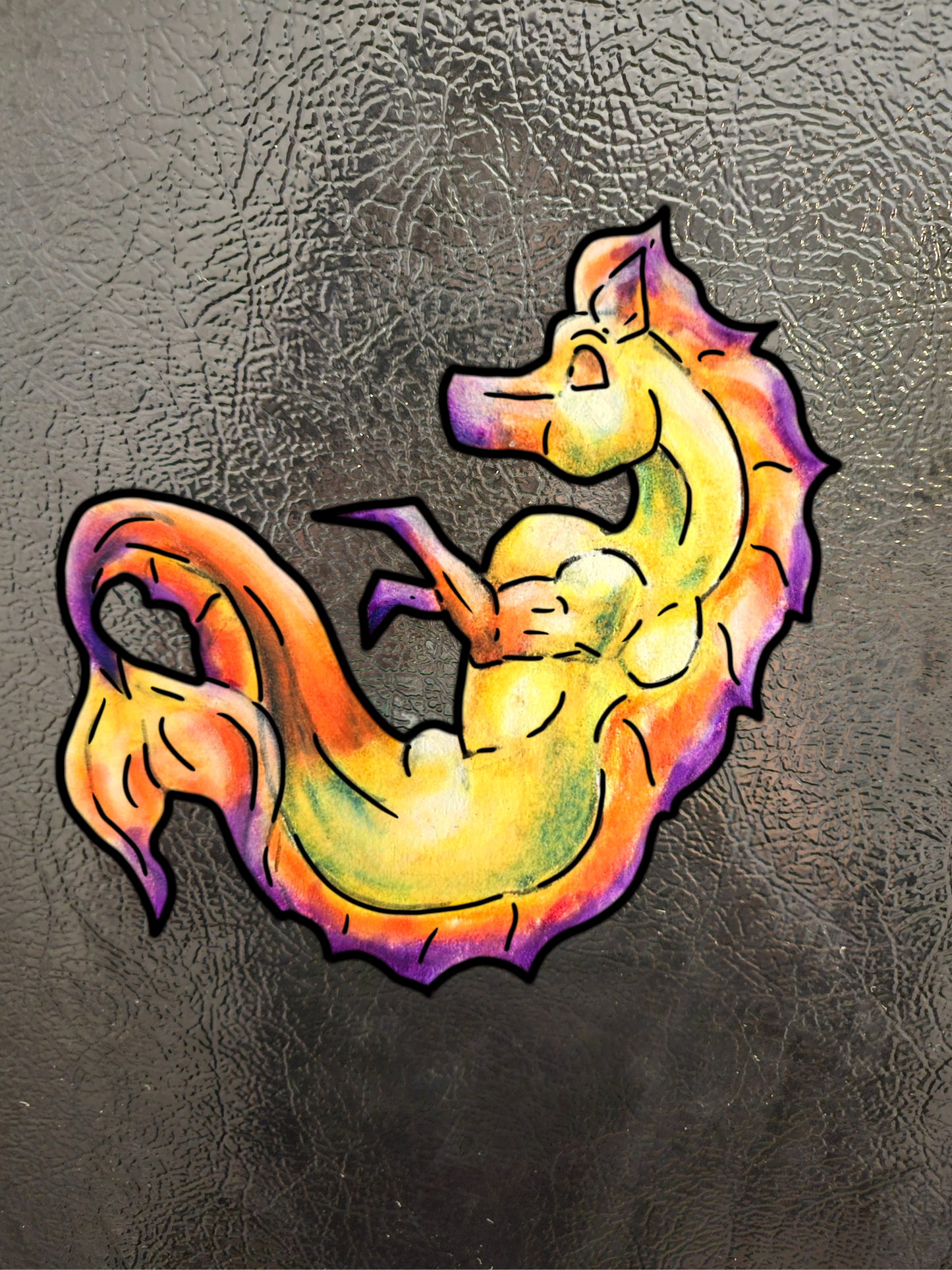 Baby Sunrise Hippocampus- Golden Ocean Fantasy Art- Warm Fantasy Sea Creature Art- 4pk Magnets