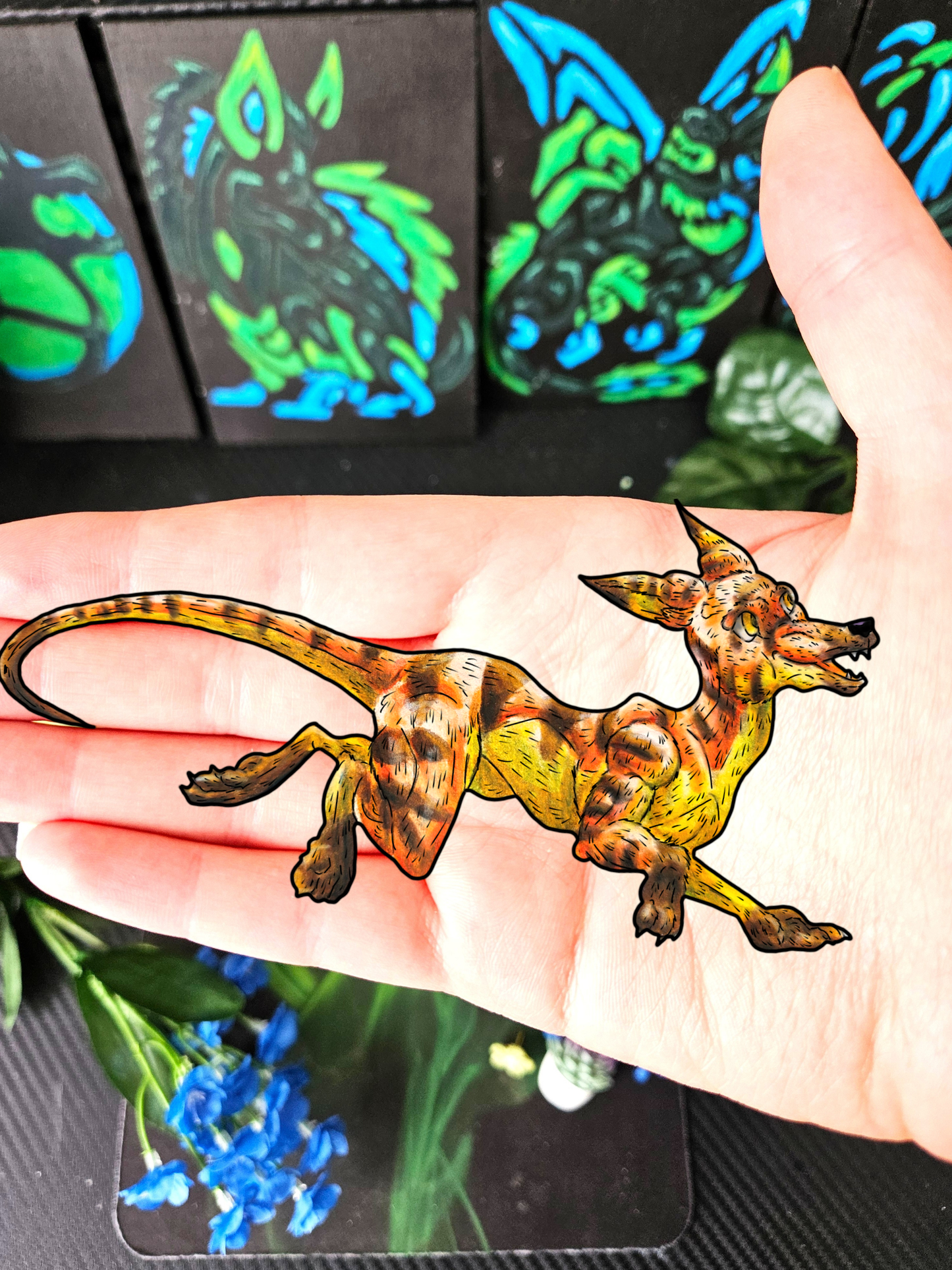 Caenin the Dog- Orange Dog – Warm Fantasy Dog Art – Fantasy Creature Decor – Dog Lover Gift - Body Sticker