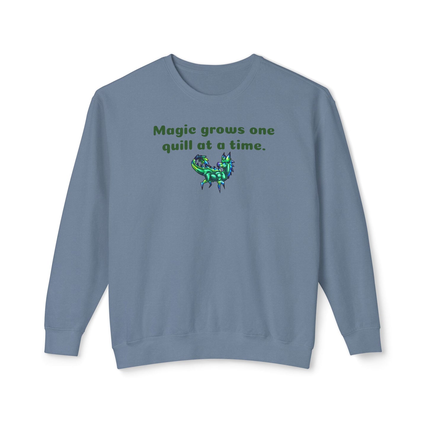 Chibi Arlathia the Hedgehog- Magic Quills- Green Creature Drawing - Cute Animal Illustration- Crewneck