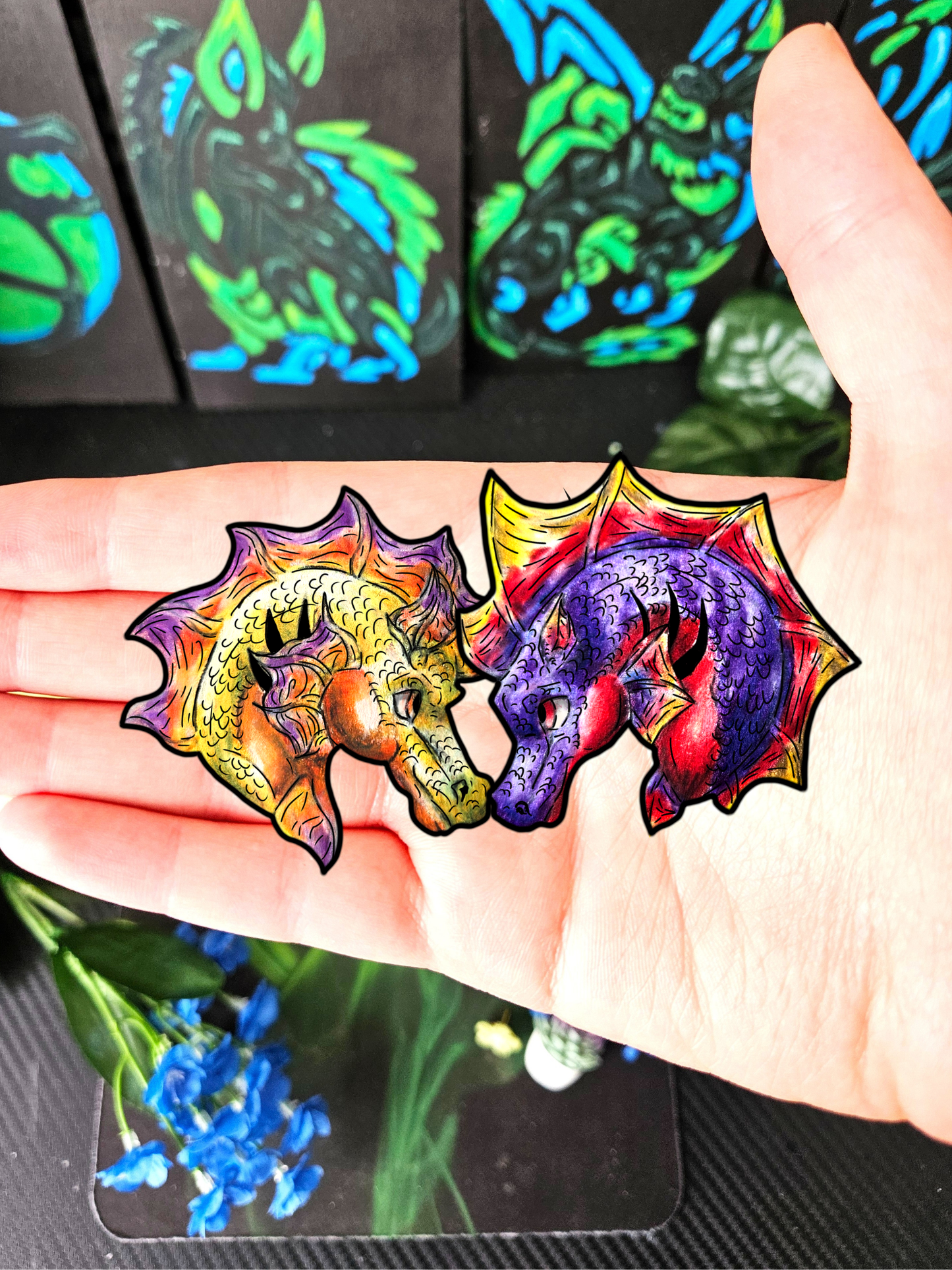 Baby Dual Hippocampus – Dual Ocean Fantasy Art – Hippocampus Pair- Head Sticker