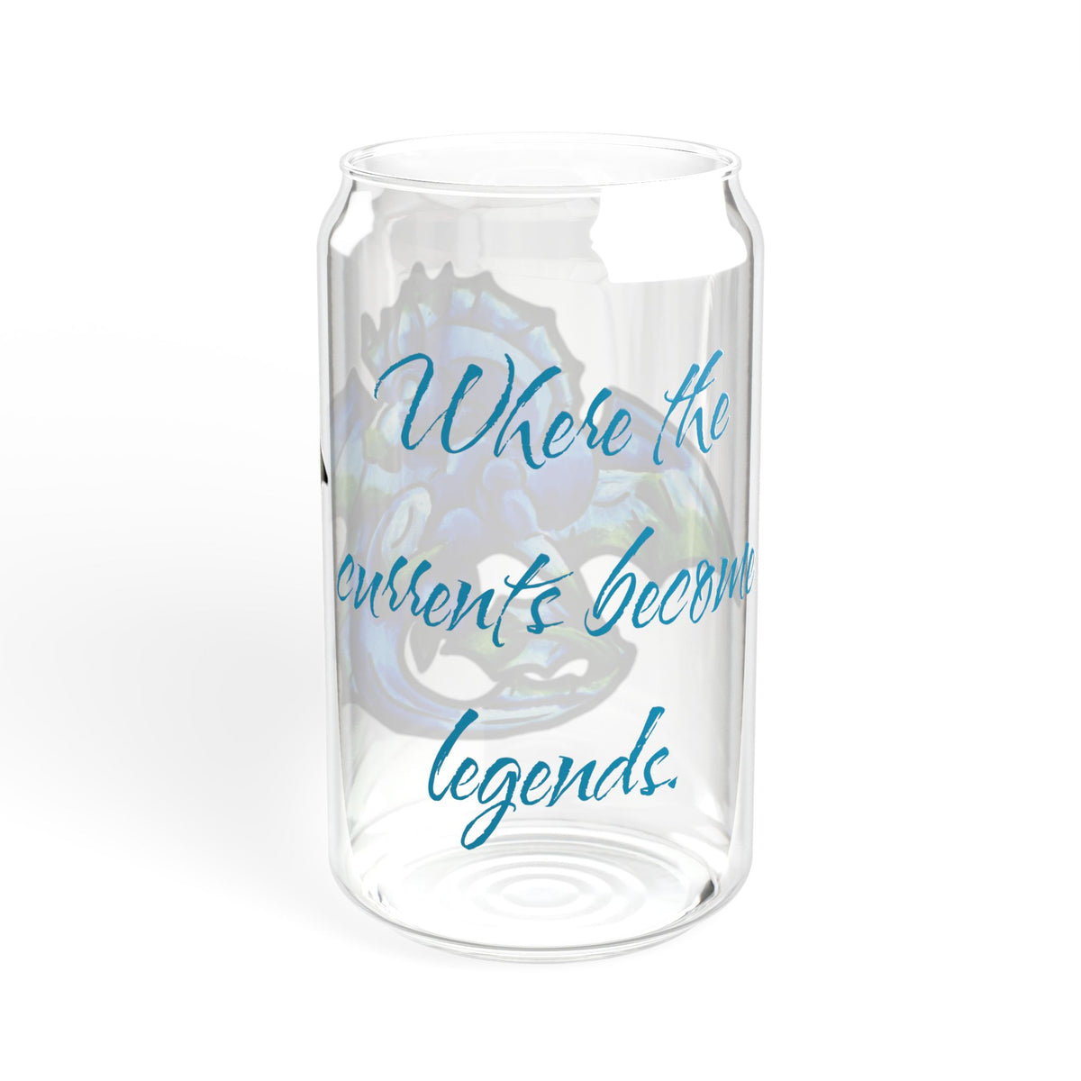 Chibi Water Dragon Art- Elemental- Aquatic Fantasy Creature- Glass Tumbler, 16oz