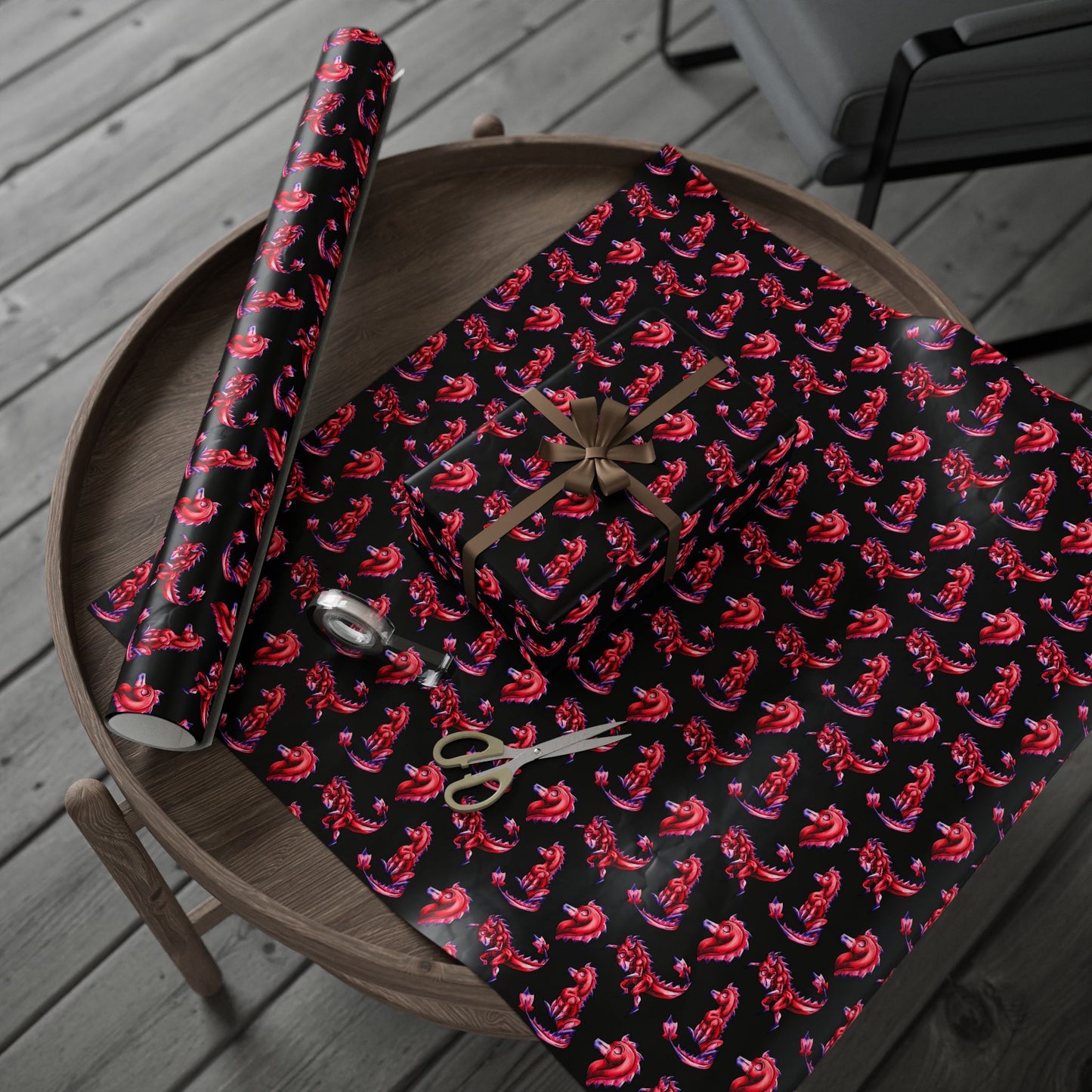 Chibi Mehr the Garudimimus- Pattern- Feathered Dino- Prehistoric Dinosaur- Wrapping Paper