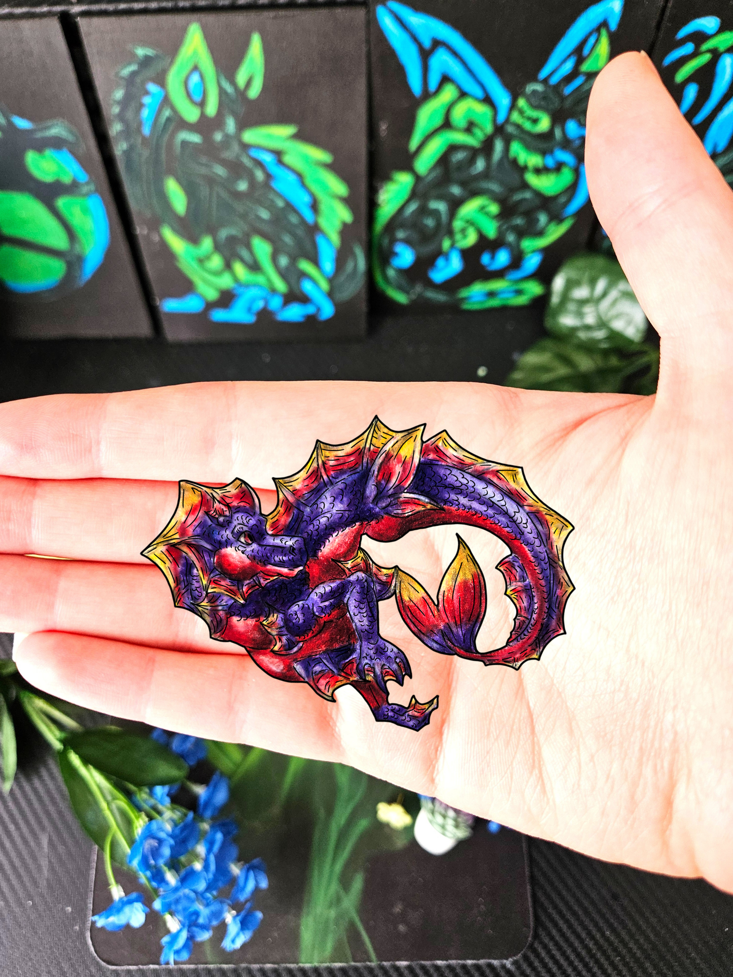 Baby Sunset Hippocampus- Vibrant Ocean Fantasy Art- Marine Fantasy Illustration- Body Sticker