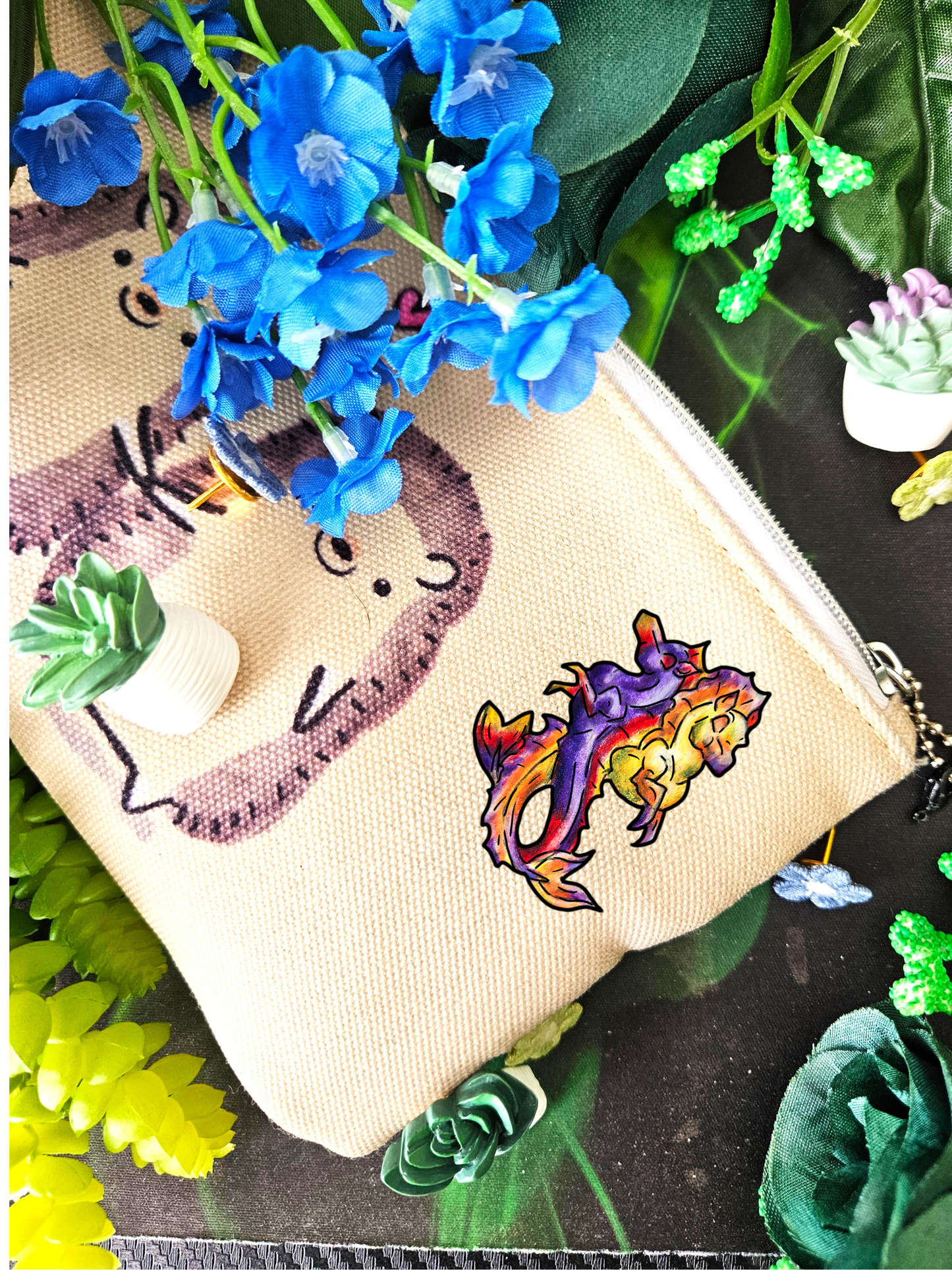 Chibi Dual Hippocampus – Dual Ocean Fantasy Art – Hippocampus Pair- Shrink Pin 4pk