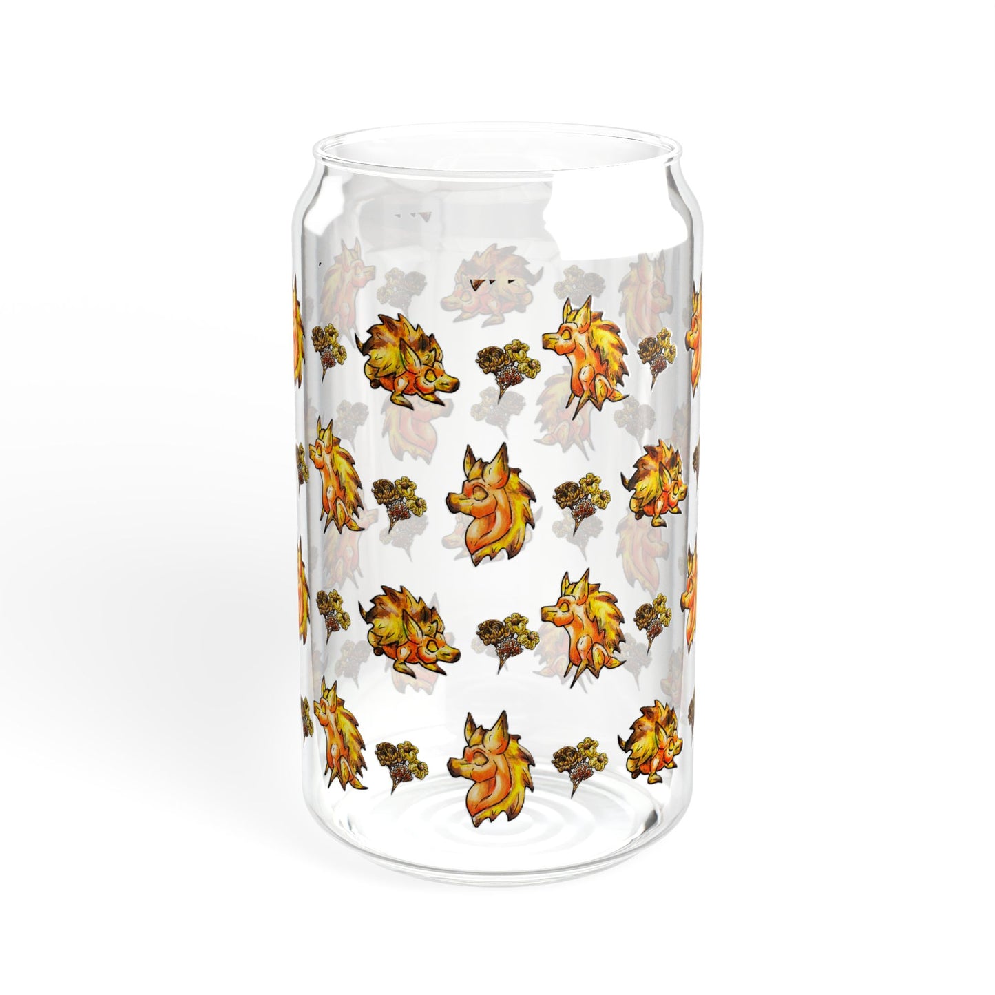 Minis Aster the Fall Hedgehog Pattern Sipper Glass, 16oz