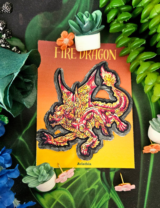 Cutesy Fire Dragon Fly Sticker