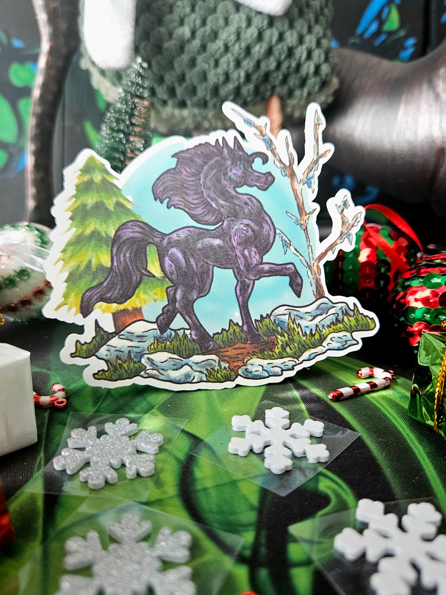 Black Ice the Horse Full Body Sticker