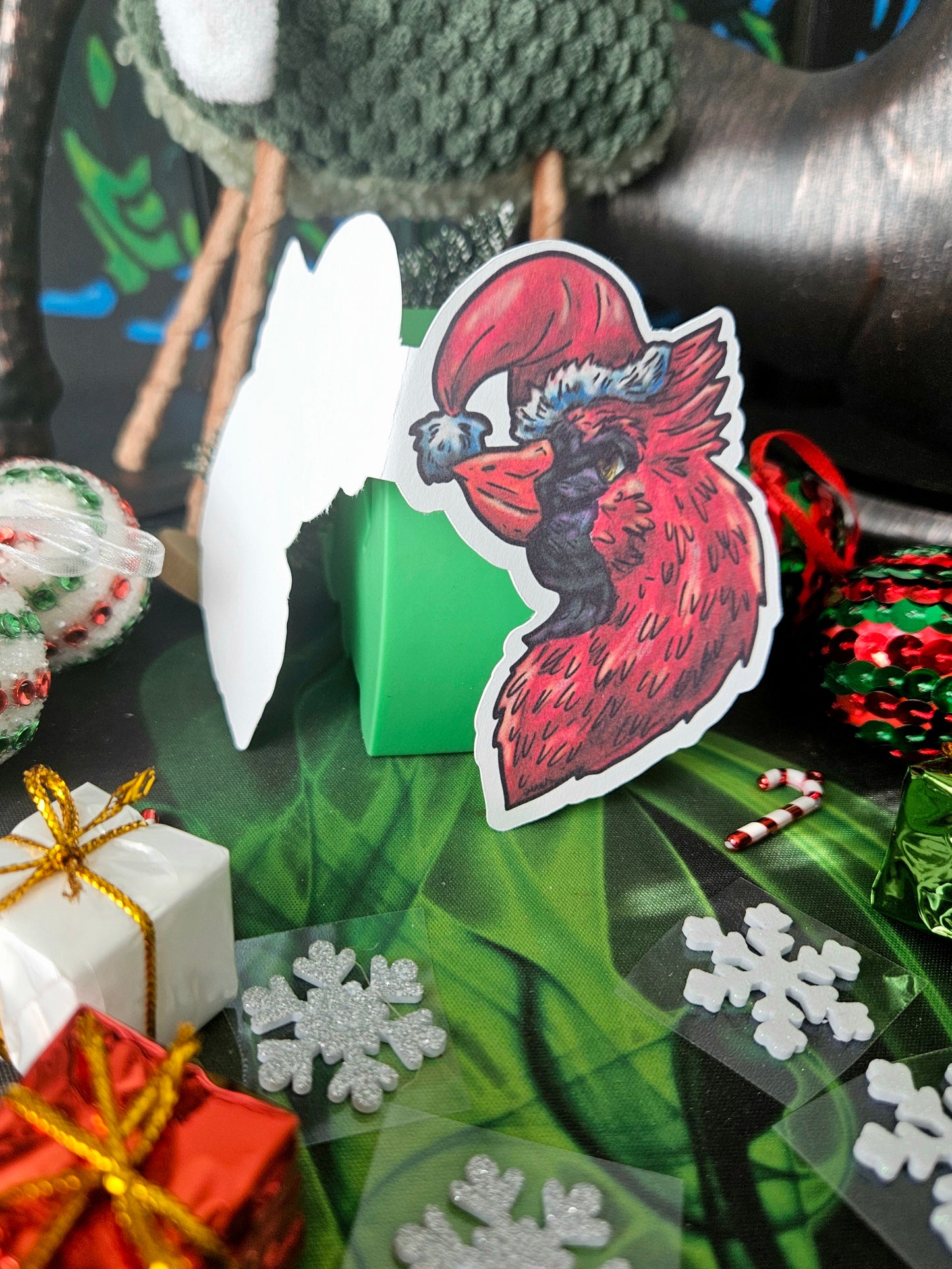 Poins the Cardinal Die-Cut Greeting Card