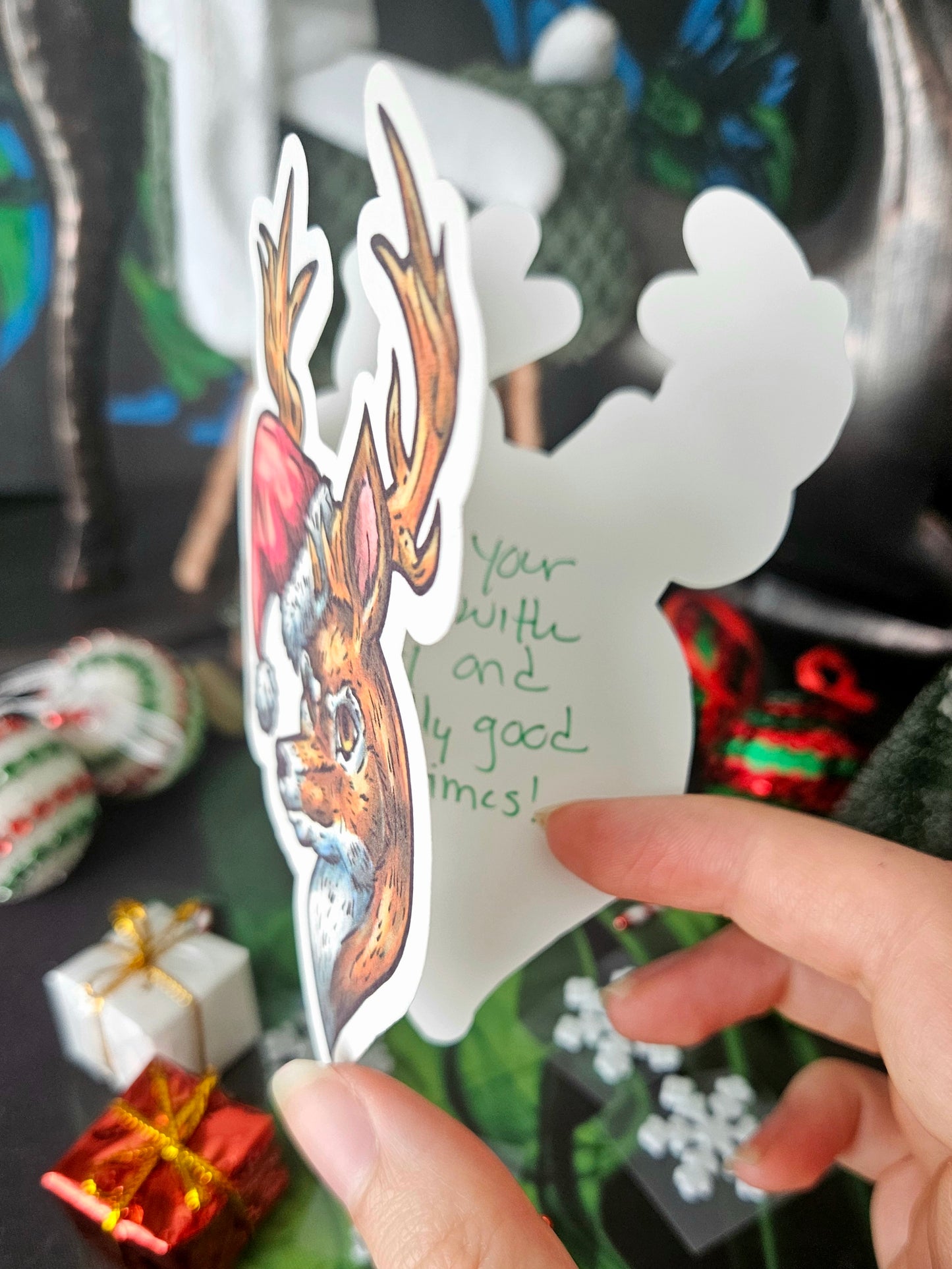 Jingle the Deer Die-Cut Greeting Card