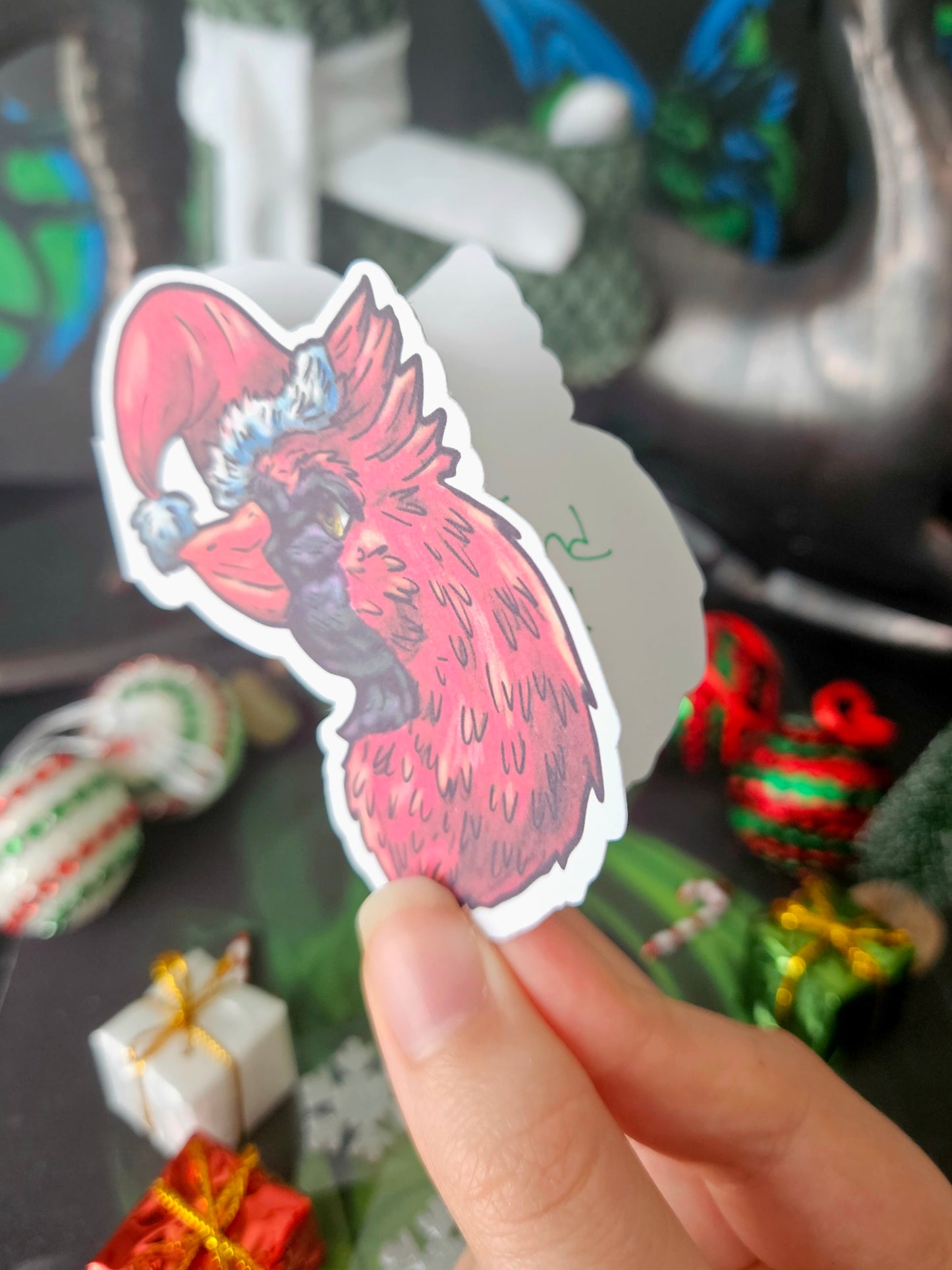 Poins the Cardinal Die-Cut Greeting Card