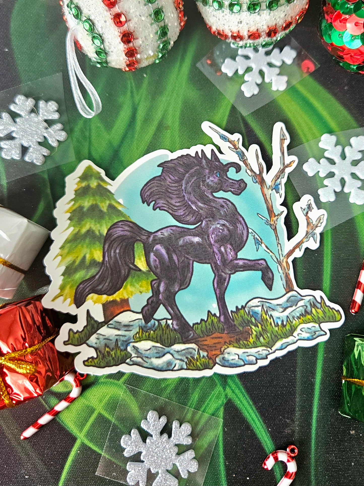 Black Ice the Horse Full Body Sticker
