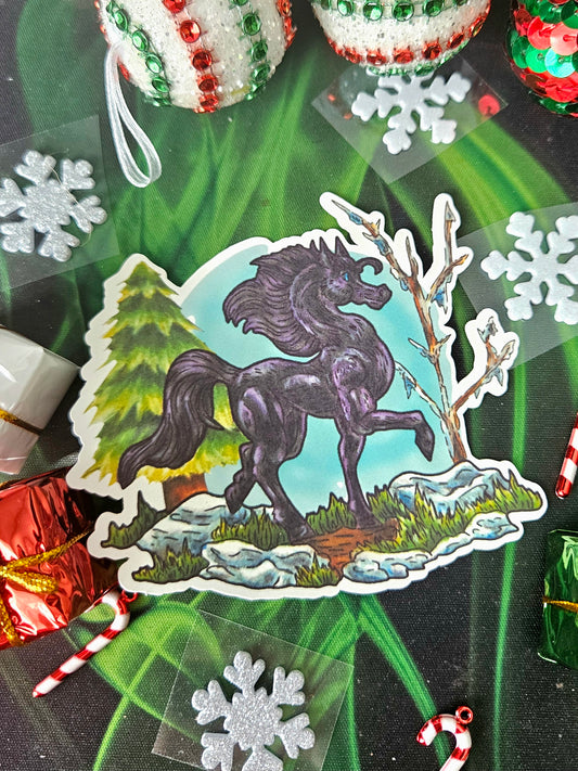 Black Ice the Horse Full Body Sticker