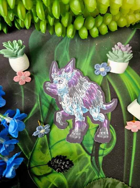 Snowdrop – Winter Fantasy Hedgehog Creature Sticker – Cute Mythical Animal Art Decal – Original Fantasy Creature