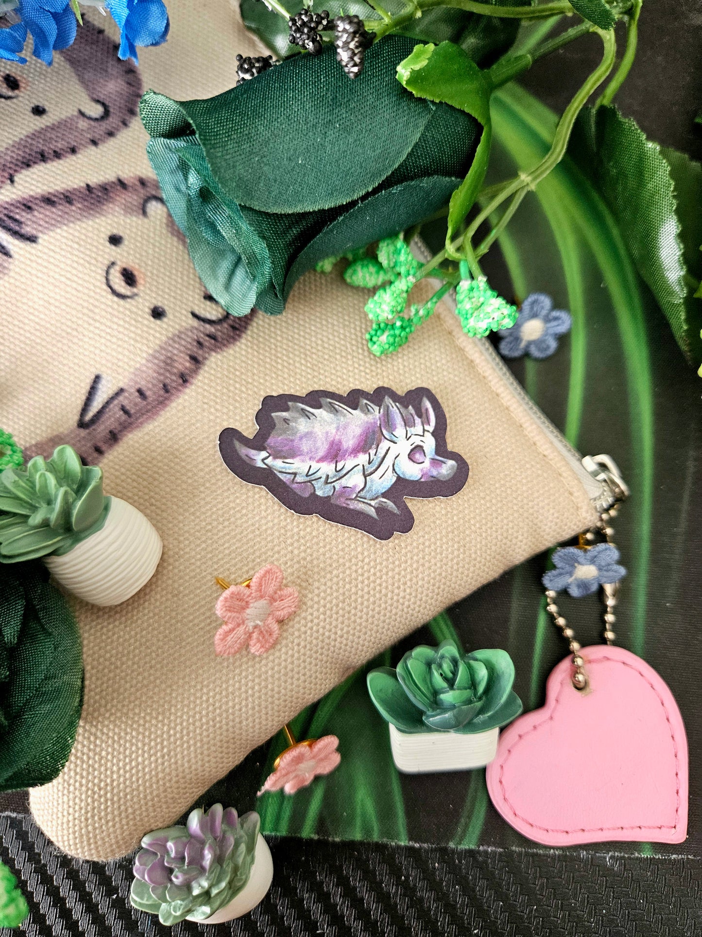 Minis Snowdrop – Winter Fantasy Hedgehog Creature Shrink Pins – Cute Mythical Animal Art Decal – Original Fantasy Creature 3pk