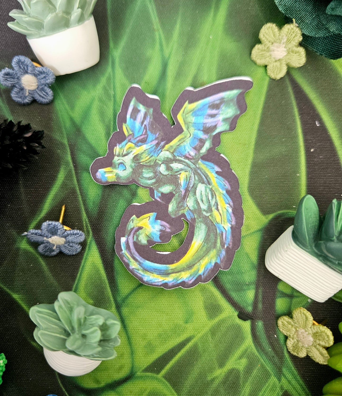 Arlith- Emerald Dragon – Aggressive Green Fantasy Chibi Dragon – Chibi Dragon Stickers – Mythical Creature– Dragon Lover Gift- Stickers 3pk