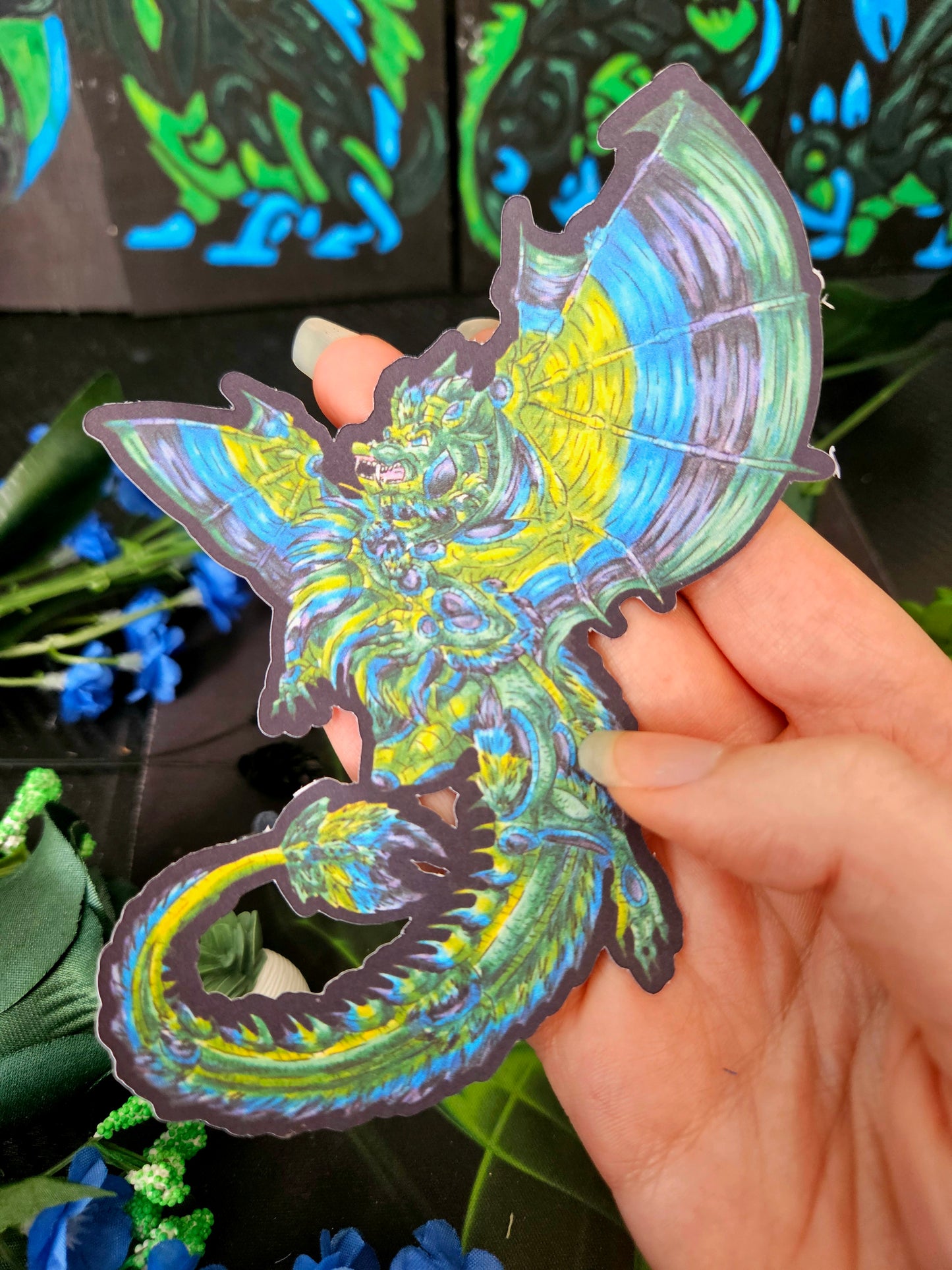 Arlith- Emerald Dragon – Aggressive Green Fantasy Dragon –Dragon Magnets – Mythical Creature– Dragon Lover Gift- Magnets 3pk