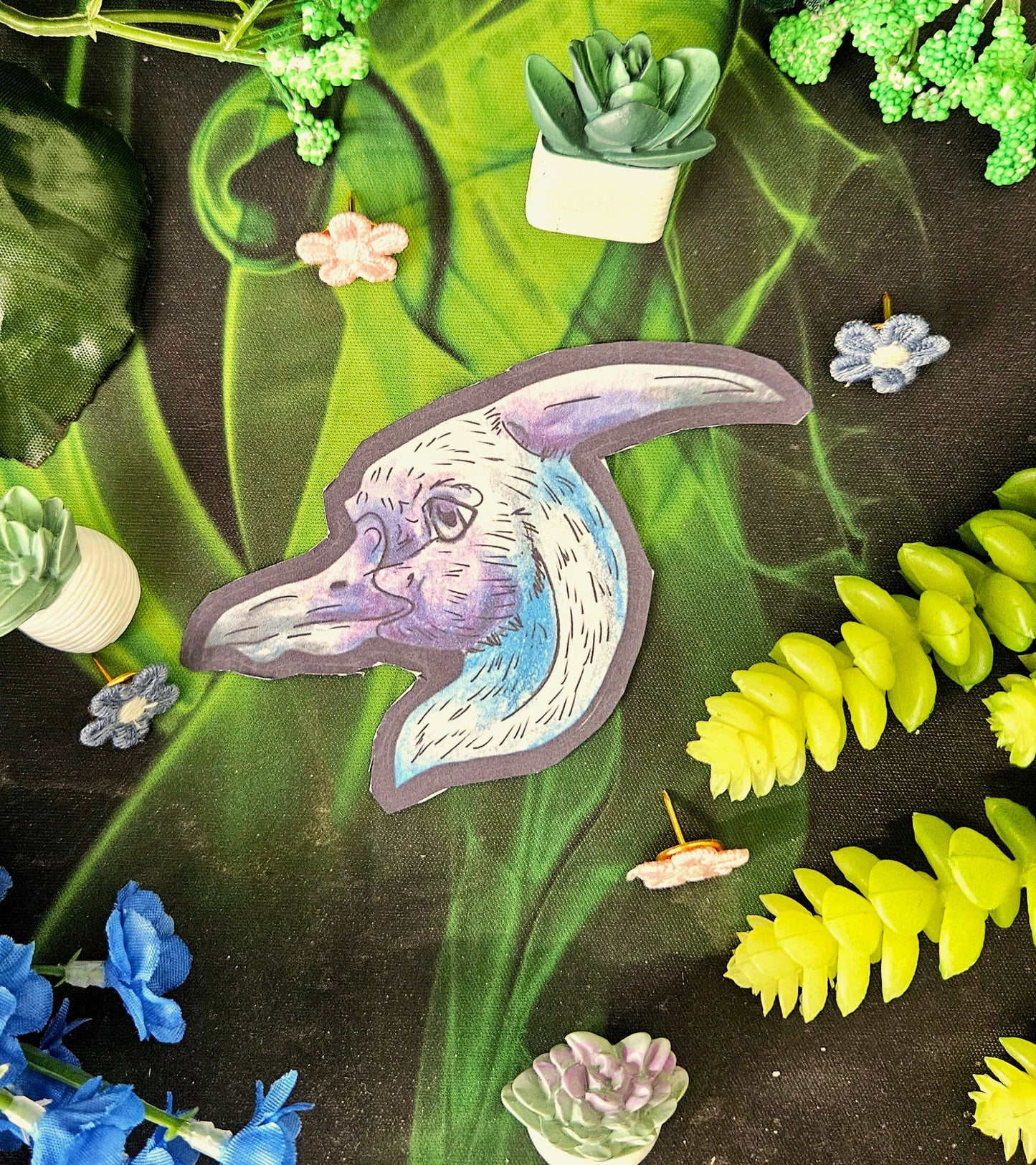 Siln - Pterodactyl Art Print - Flying Dinosaur Illustration - Head Sticker