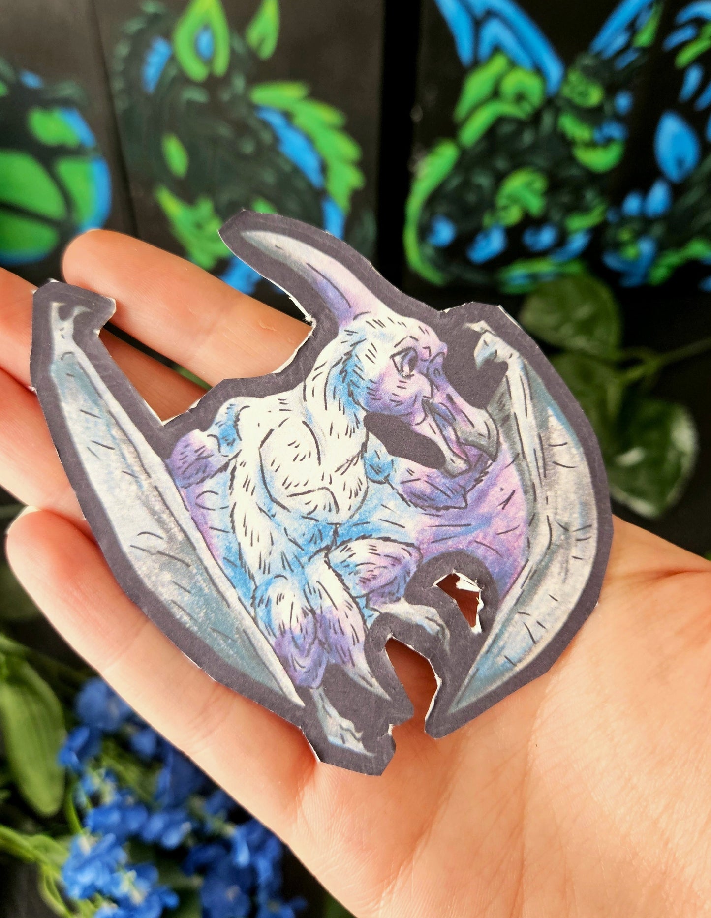 Siln - Pterodactyl Art Print - Flying Dinosaur Illustration - Body Sticker