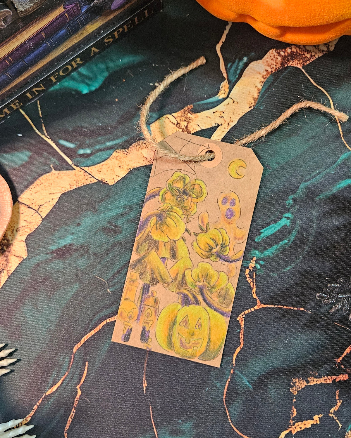 Kraft Paper Gift Tag or bookmark- Halloween (Colored Version)