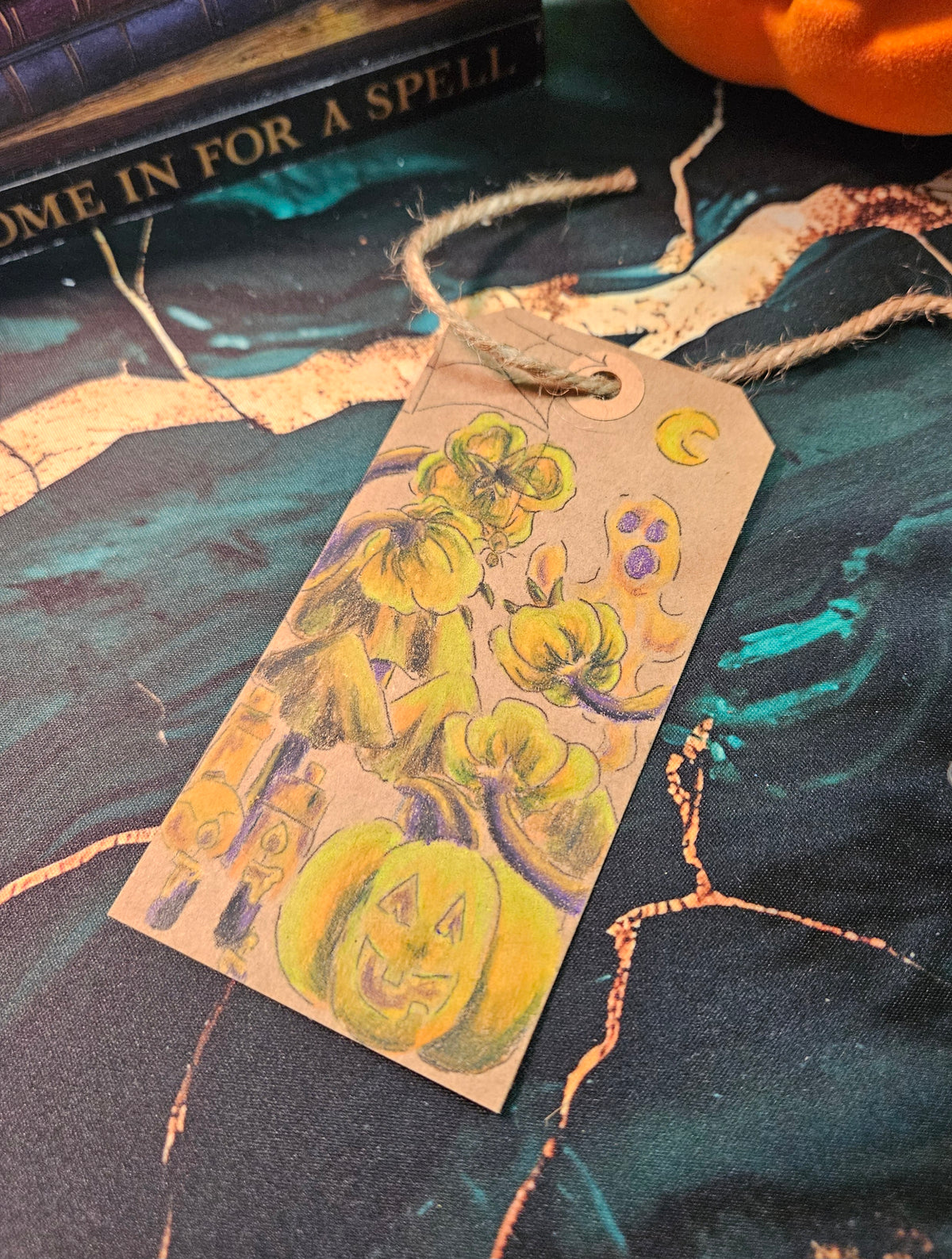 Kraft Paper Gift Tag or bookmark- Halloween (Colored Version)