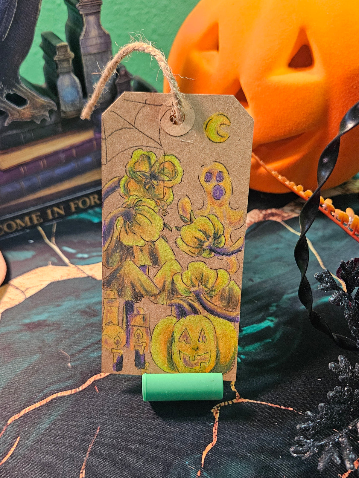 Kraft Paper Gift Tag or bookmark- Halloween (Colored Version)