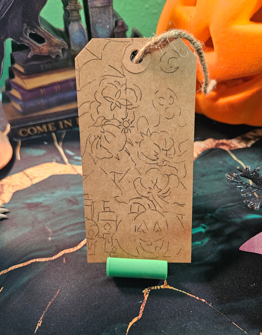 Kraft Paper Gift Tag or bookmark- Halloween (Line Art Version) (Copy)