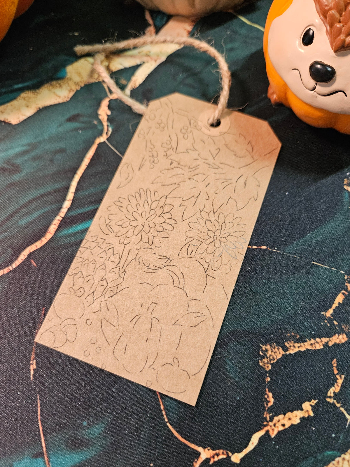 Kraft Paper Gift Tag or bookmark- Fall (Line Art Version)