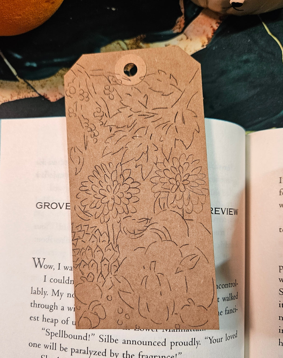 Kraft Paper Gift Tag or bookmark- Fall (Line Art Version)