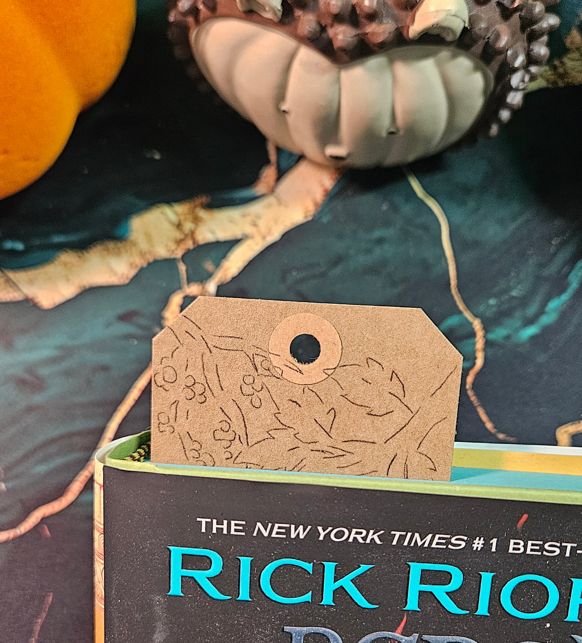 Kraft Paper Gift Tag or bookmark- Fall (Line Art Version)