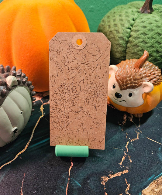 Kraft Paper Gift Tag or bookmark- Fall (Line Art Version)