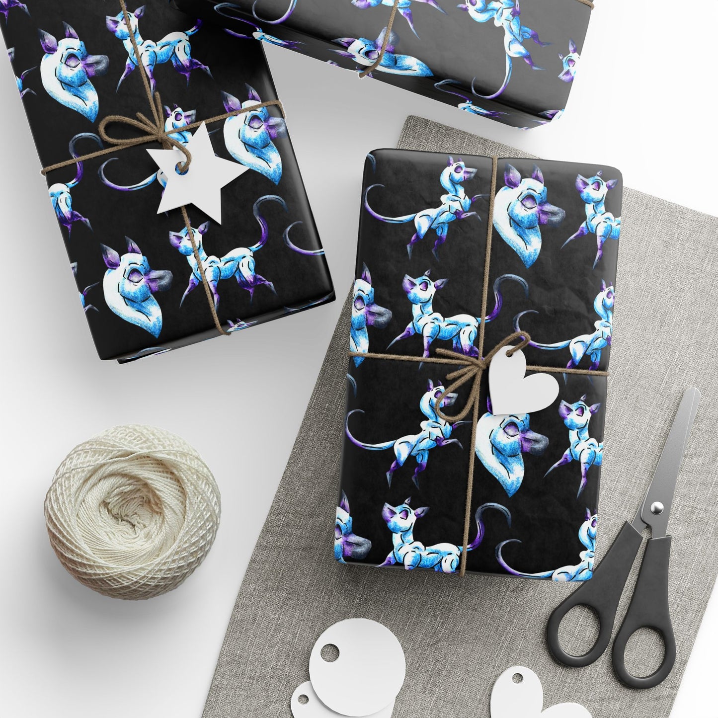 Chibi Slictine the Cat- Pattern- Fantasy Cat- Cute Creature Art- Nature Animal- Wrapping Paper