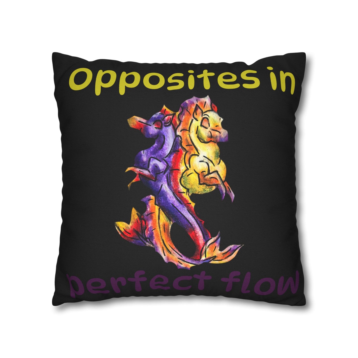 Chibi Dual Hippocampus – Dual Ocean Fantasy Art – Hippocampus Pair -Pillow Cover